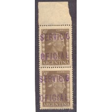 ARGENTINA SERVICIO OFICIAL GJ 818 PRESIDENCIA EVA PERON PAREJA VERTICAL UNA ESTAMPILLA MINT U$ 100