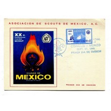 BOY SCOUT MEXICO 1965 ESTAMPILLA SCOUTS EN TARJETA CON MATASELLO ESPECIAL