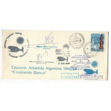 ANTARTIDA ARGENTINA 1969 SOBRE PRIMERA ESTADA DE INVESTIGADORAS CIENTIFICAS CON VARIOS MATASELLOS Y FIRMAS