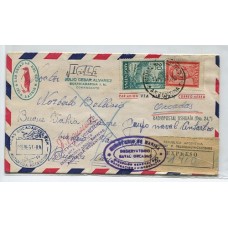 ANTARTIDA ARGENTINA 1963 SOBRE CON VARIEDAD DE MARCAS Y FIRMADO CIRCULADO AL BUQUE BAHIA AGUIRRE