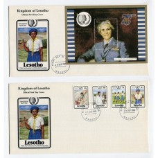 BOY SCOUT LESOTO 1985 SERIE COMPLETA CON BLOQUE DE ESTAMPILLAS SCOUTS EN CARTA