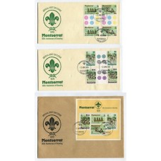 BOY SCOUT MONTSERRAT 1979 SERIE COMPLETA CON ENTRECINTAS Y BLOQUE DE ESTAMPILLAS SCOUTS EN CARTA