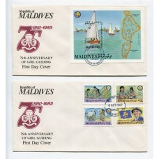 BOY SCOUT MALDIVES 1987 SERIE COMPLETA CON BLOQUE DE ESTAMPILLAS SCOUTS EN CARTA