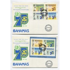 BOY SCOUT BAHAMAS 1985 SERIE COMPLETA CON BLOQUE DE ESTAMPILLAS SCOUTS EN CARTA