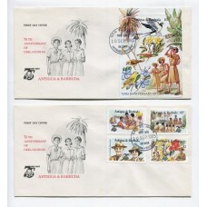 BOY SCOUT ANTIGUA Y BARBUDA 1985 SERIE COMPLETA CON BLOQUE DE ESTAMPILLAS SCOUTS EN CARTA