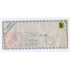 ARGENTINA 1973 ANTARTIDA SOBRE PRIMER VUELO TRANSPOLAR A NUEVA ZELANDA, VIAJE DE VUELTA MUY RARO