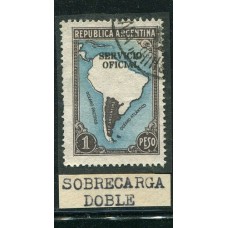 ARGENTINA SERVICIO OFICIAL GJ 653 FILIGRANA RAYOS RECTOSVARIEDAD SOBRECARGA DOBLE NO CATALOGADA