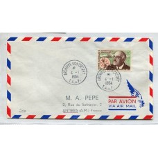 TAAF TERRITORIO ANTARTICO FRANCES 1964 SOBRE CIRCULADO CON ESTAMPILLA DE VALOR