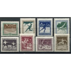 HUNGRIA 1925 Yv. 371/8 SERIE COMPLETA DE ESTAMPILLAS NUEVAS CON GOMA DEPORTES FUTBOL BOY SCOUT