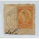 ARGENTINA SERVICIO OFICIAL GJ 040 ESTAMPILLA CON BORDE DE HOJA EN FRAGMENTO CON MATASELLO ATALIVA ROCA PAMPA, RARISIMO