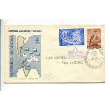 ANTARTIDA ARGENTINA 1964 SOBRE BASE CONJUNTA Y MARCA SIN VALOR POSTAL