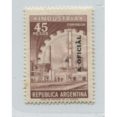 ARGENTINA SERVICIO OFICIAL GJ 763 ESTAMPILLLA CON VARIEDAD SOBRECARGA DOBLE PARCIAL Y ACENTO EN LA "A" , RARA