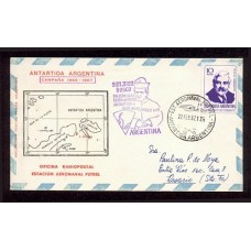 ANTARTIDA ARGENTINA 1967 SOBRE CON VARIAS MARCAS ESPECIALES Y FIRMADO