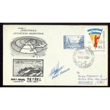 ANTARTIDA ARGENTINA 1973 SOBRE CON MATASELLO BASE PETREL FIRMADO