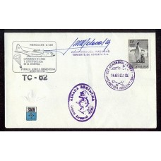 ANTARTIDA ARGENTINA 1969 SOBRE FIRMADO Y MARCAS ESPECIALES ESTACION AERONAVAL PETREL