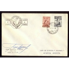 ANTARTIDA ARGENTINA 1969 SOBRE FIRMADO Y MARCAS ESPECIALES BASE BELGRANO