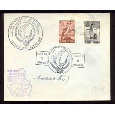 ANTARTIDA ARGENTINA 1968 SOBRE FIRMADO Y MARCAS ESPECIALES BASE BELGRANO