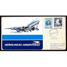 ANTARTIDA ARGENTINA 1980 SOBRE 2º VUELO TRANSANTARTICO A NUEVA ZELANDA CON ETIQUETA DE AEROLINEAS ARGENTINAS