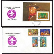 BOY SCOUT GRENADA GRENADINES 1988 SERIE COMPLETA DE ESTAMPILLAS SCOUTS + HOJA BLOQUE EN 2 SOBRES PRIMER DIA