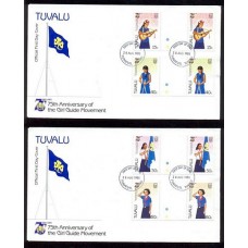 BOY SCOUT TUVALU 1985 SERIE COMPLETA DE ESTAMPILLAS SCOUTS CON ENTRECINTAS EN 2 SOBRES PRIMER DIA