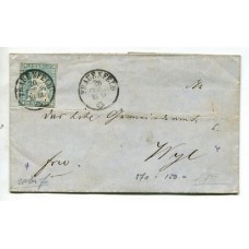 SUIZA 1857 PLIEGO CON MATASELLO FRAUENFELD, ESTAMPILLA DE 10 RAPPEN