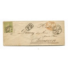 SUIZA 1858 PLIEGO CIRCULADO A FRANCIA CON MATASELLO SOLOTHURN, ESTAMPILLA DE 40 RAPPEN