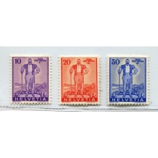 SUIZA 1936 Yv. 286A/8A SERIE COMPLETA DE ESTAMPILLAS NUEVAS CON FILAMENTOS DE SEDA, ES LA DEL CENTRO DEL BLOQUE 28 EUROS