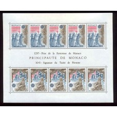 TEMA EUROPA 1982 MONACO HOJA BLOQUE Yv. 22 DE ESTAMPILLAS NUEVAS MINT 28 EUROS