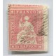 SUIZA 1854 Yv. 28c ESTAMPILLA USADA RARA 225 EUROS CON PLIEGUE NATURAL DEL PAPEL