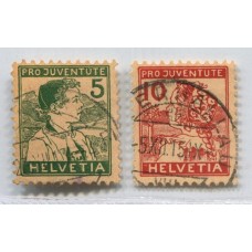 SUIZA 1915 Yv. 149/50 SERIE COMPLETA DE ESTAMPILLAS USADAS 110 EUROS