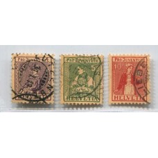 SUIZA 1917 Yv. 154/6 SERIE COMPLETA DE ESTAMPILLAS USADAS 80 EUROS