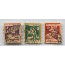 SUIZA 1916 Yv. 151/3 SERIE COMPLETA DE ESTAMPILLAS USADAS 125 EUROS