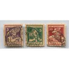 SUIZA 1916 Yv. 151/3 SERIE COMPLETA DE ESTAMPILLAS USADAS 125 EUROS