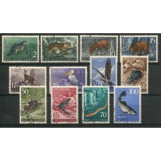 YUGOSLAVIA 1954 Yv. 643/54 SERIE COMPLETA DE ESTAMPILLAS USADAS FAUNA 75 EUROS