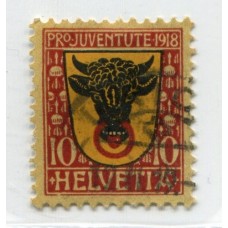 SUIZA 1918 Yv. 168 ESTAMPILLA USADA 22,5 EUROS