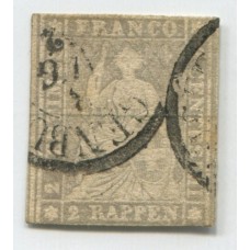 SUIZA 1854 Yv. 25 ( Zu. 21g ) ESTAMPILLA USADA 400 EUROS