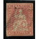 SUIZA 1854 Yv. 28b ESTAMPILLA USADA PAPEL MEDIANO 90 EUROS