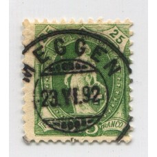 SUIZA 1882 Yv. 82 ESTAMPILLA USADA DENTADO 9 1/2 CON MATASELLO PLENO 18 EUROS