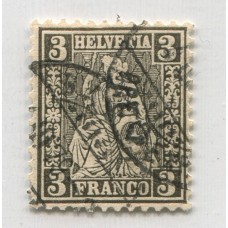 SUIZA 1862 Yv. 34 ESTAMPILLA USADA 60 EUROS