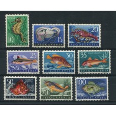 YUGOSLAVIA 1956 Yv. 697/705 SERIE COMPLETA DE ESTAMPILLAS NUEVAS MINT PECES FAUNA MARINA 60 EUROS