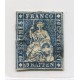 SUIZA 1854 Yv. 27b ESTAMPILLA USADA PAPEL MEDIANO FILAMENTO VERDE ADELGAZADO 100 EUROS