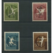 YUGOSLAVIA 1957 Yv. 725/8 SERIE COMPLETA DE ESTAMPILLAS NUEVAS MINT DEPORTES