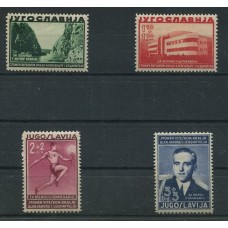 YUGOSLAVIA 1938 Yv. 222/5 SERIE COMPLETA DE ESTAMPILLAS NUEVAS CON GOMA 10 EUROS