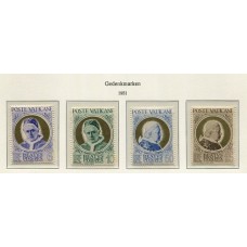 VATICANO 1951 Yv. 163/6 SERIE COMPLETA DE ESTAMPILLAS NUEVAS NUEVAS CON GOMA 25 Euros