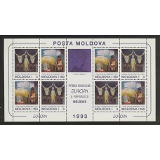 TEMA EUROPA 1993 MOLDAVIA HOJA BLOQUE DE ESTAMPILLAS NUEVAS MINT 18 Euros