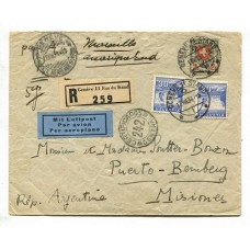 SUIZA 1934 SOBRE CORREO AEREO CIRCULADO A LA ARGENTINA VIA FRANCIA