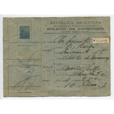 ARGENTINA 1913 ENTERO POSTAL BOLETIN DE EXPEDICION DE $ 1 LABRADOR CON RECUADRO CIRCULADO A MOISES VILLE