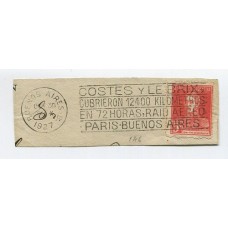 ARGENTINA 1927 FRAGMENTO CON MATASELLO COSTES Y LE BRIX VUELO PARIS BUENOS AIRES
