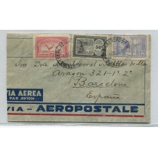 ARGENTINA 1932 SOBRE CIRCULADO VIA AEREA A ESPAÑA CON $ 1 DE FRANQUEO