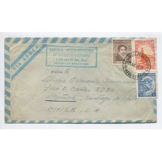 ARGENTINA 1952CARTA CIRCULADA A CHILE CON MATASELLO ESTAFETA FERROVIARIA 3-16 DE FERROCARRIL